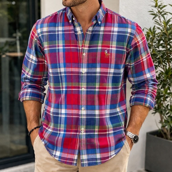 Polo Ralph Lauren Other - Ralph Lauren Plaid Button Down Shirt Mens Size S Multicolor Pony Logo Cotton